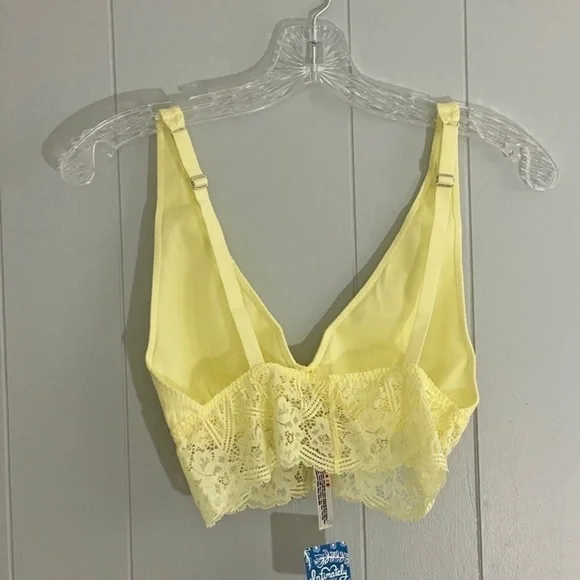Free People Teegan Lace Trim Bralette Yellow Size Small NWT - Picture 4 of 6